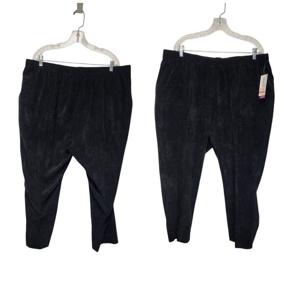 Allison Daley Women's Classic Fit Straight Pull On Corduroy Black Pants Size 24W - Picture 1 of 6